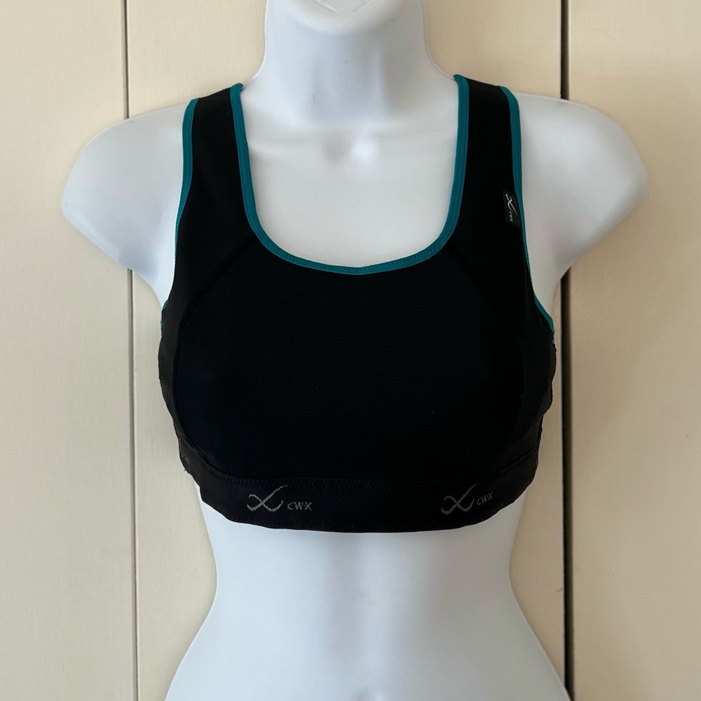 CW-X Black Sports Bra with Teal Trim 34B/C